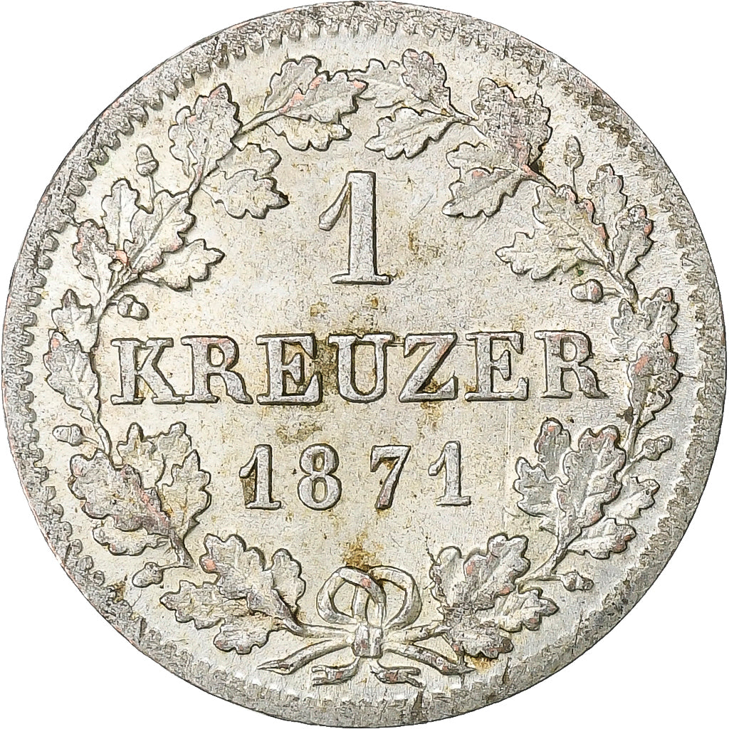 Stati tedeschi, BAVARIA, Ludwig II, Kreuzer, 1871, Argento, BB+, KM:873