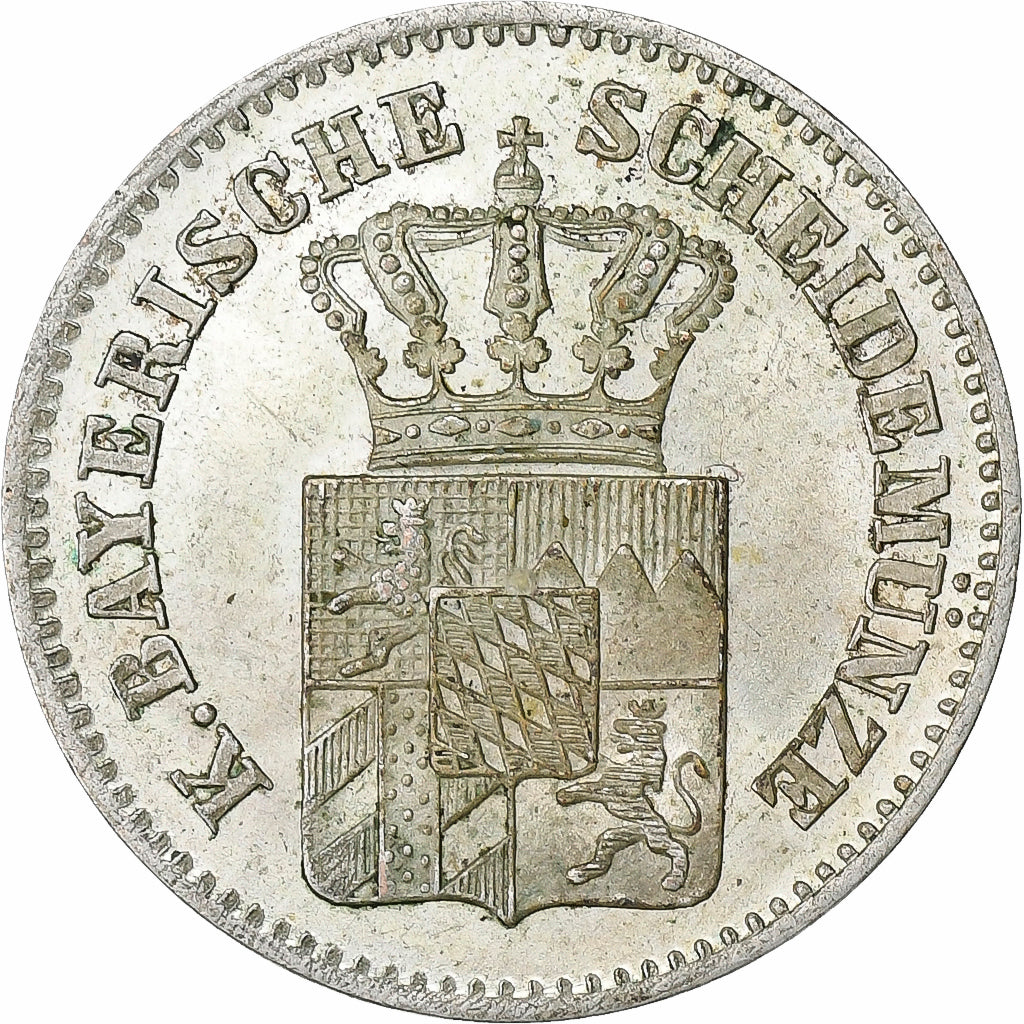 Estados alemanes, BAVARIA, Ludwig II, 3 Kreuzer, Groschen, 1865, Munich, Plata