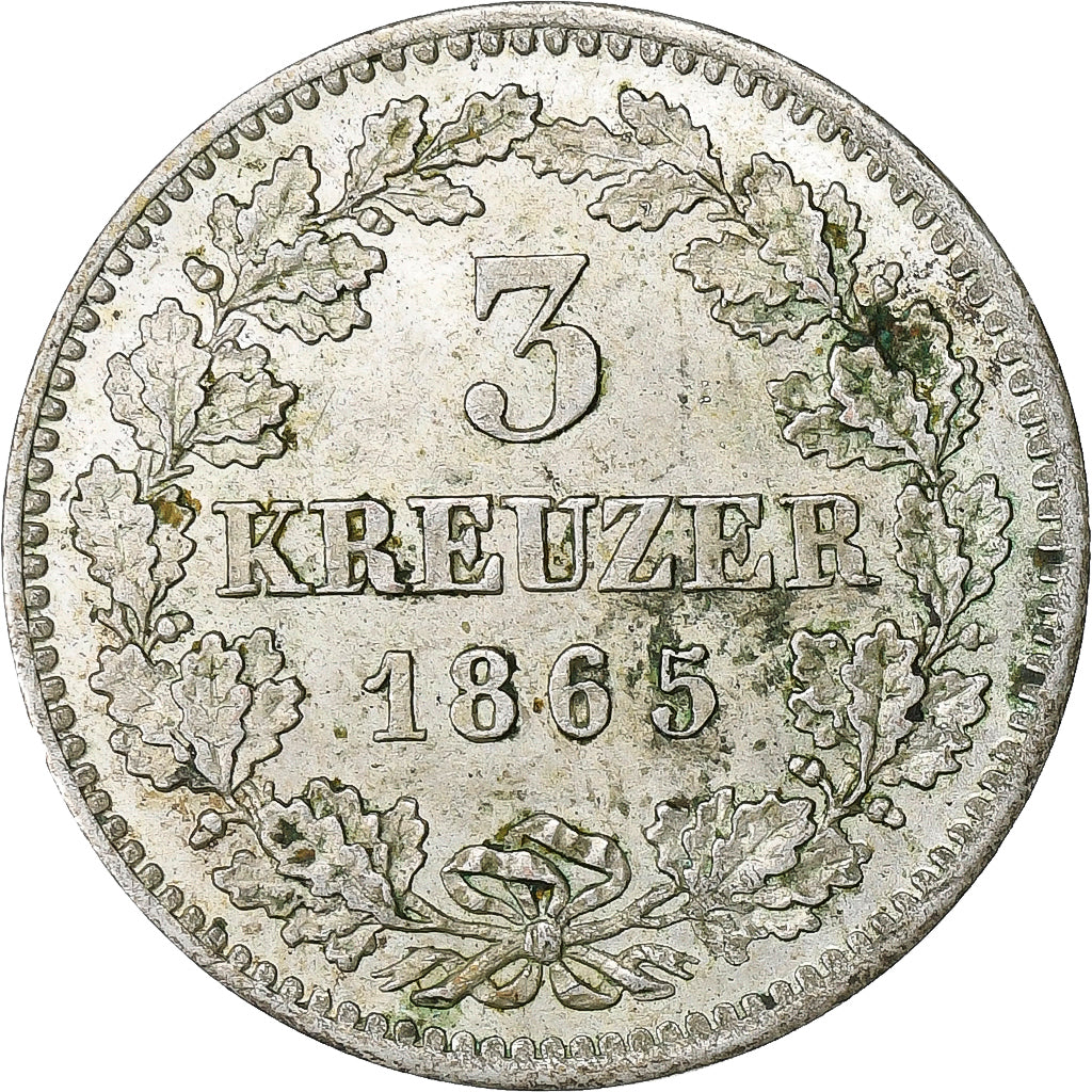 Estados alemanes, BAVARIA, Ludwig II, 3 Kreuzer, Groschen, 1865, Munich, Plata