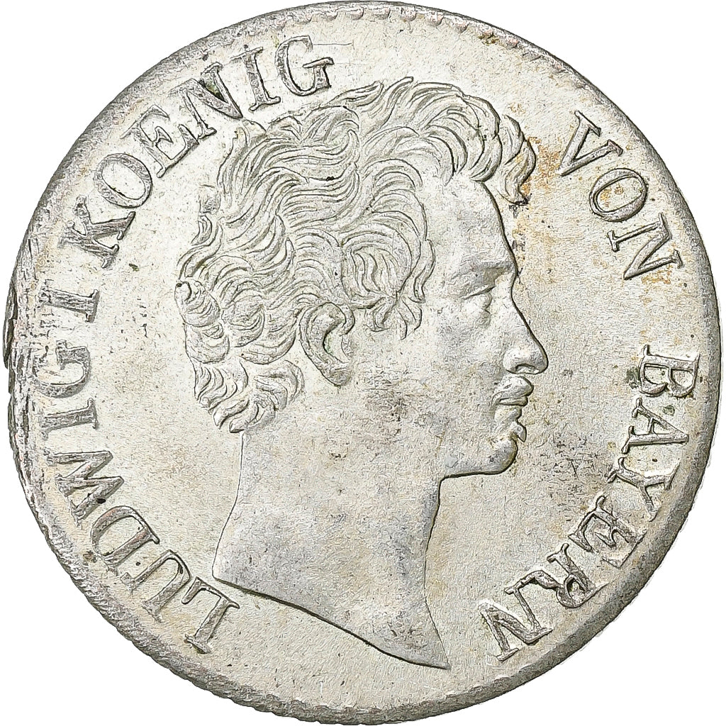 German States, BAVARIA, Ludwig I, 6 Kreuzer, '1834, Munich, Silver, AU(55-58)