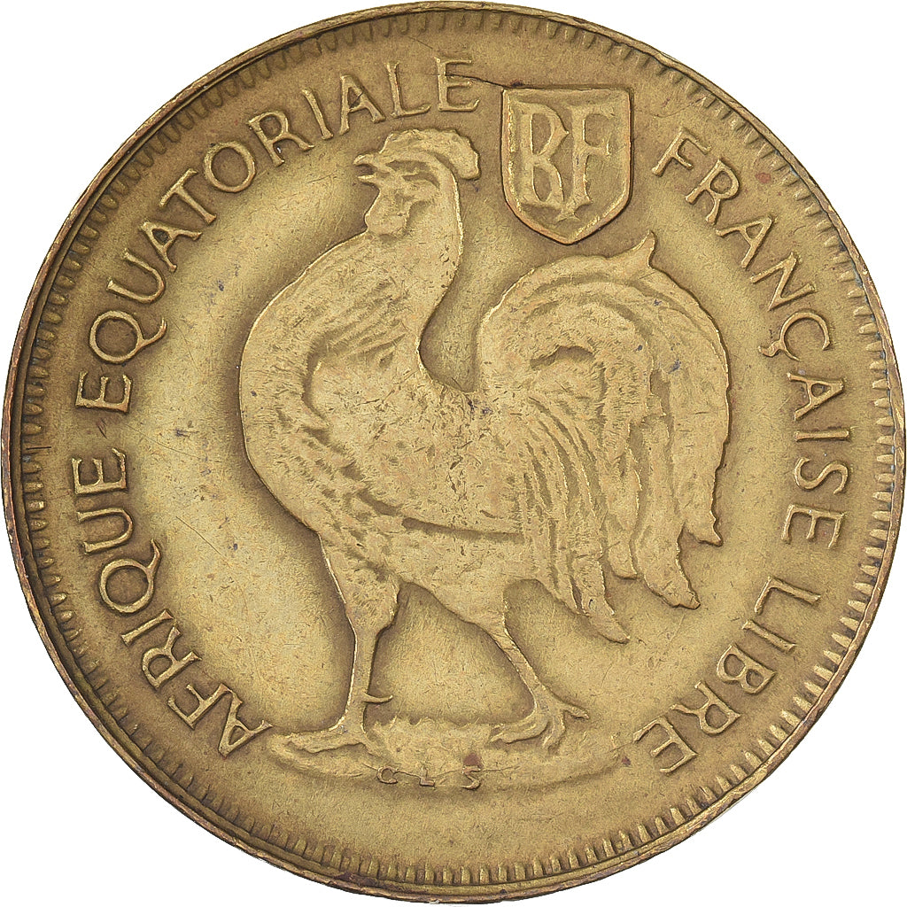 French Equatorial Africa, 50 Centimes, 1942, Pretoria, Brass, VF(30-35), KM:1