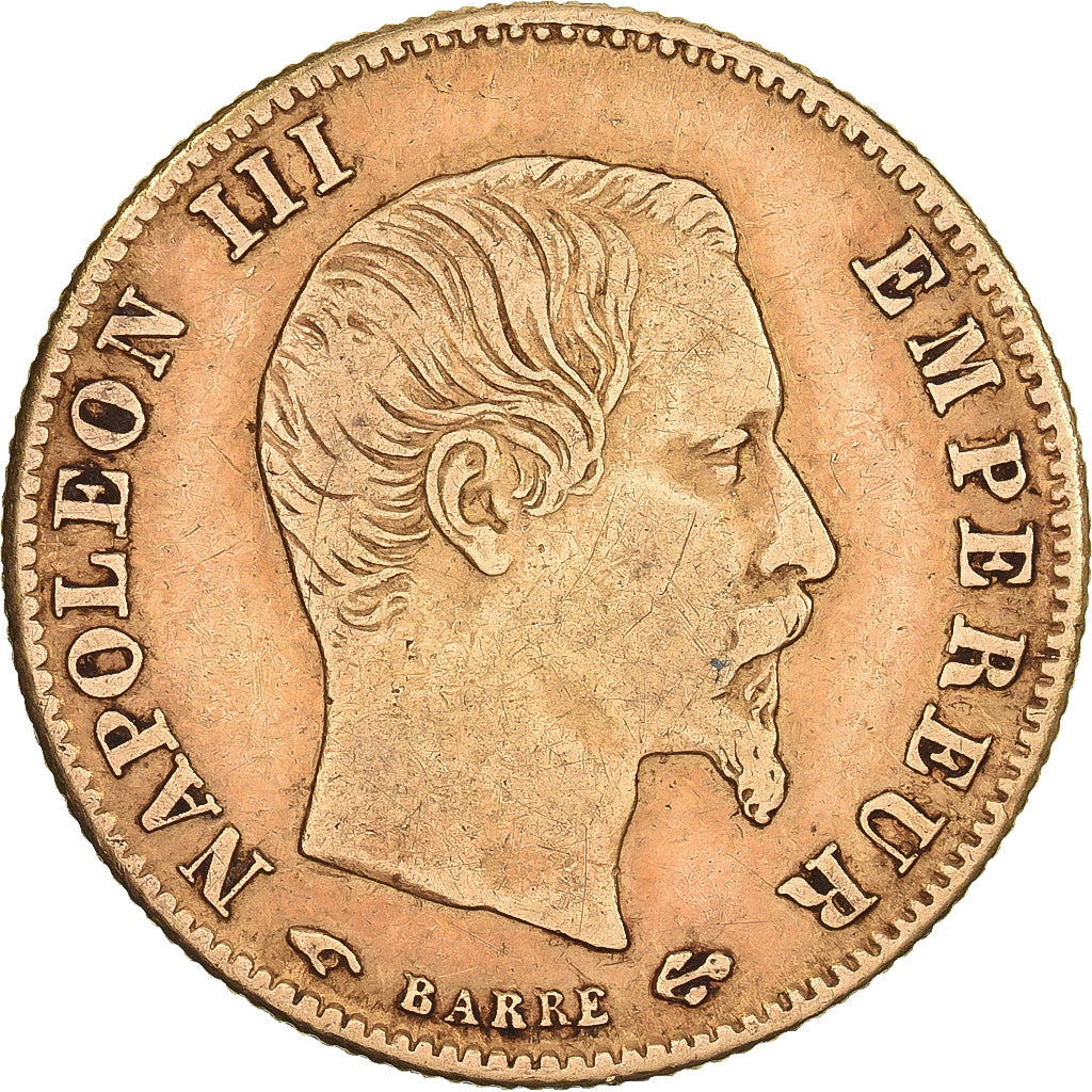Frankrijk, Napoleon III, 5 Francs, 1860, Paris, Goud, ZF, KM:787.1