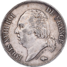 Francia, Louis XVIII, 5 Francs, Louis XVIII, 1824, Marseille, Plata, MBC