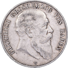 German States, BADEN, Friedrich I, 5 Mark, 1907, Silver, EF(40-45), KM:274