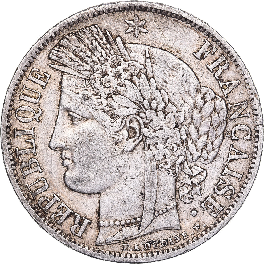 Francja, 5 Francs, Cérès, 1849, Strasbourg, Srebro, EF(40-45), Gadoury:719