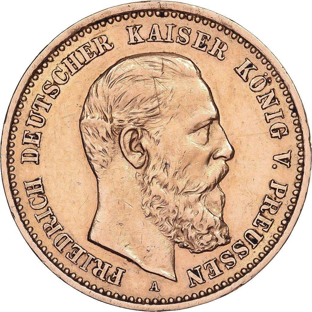 German States, PRUSSIA, Friedrich III, 10 Mark, 1888, Berlin, Gold, EF(40-45)