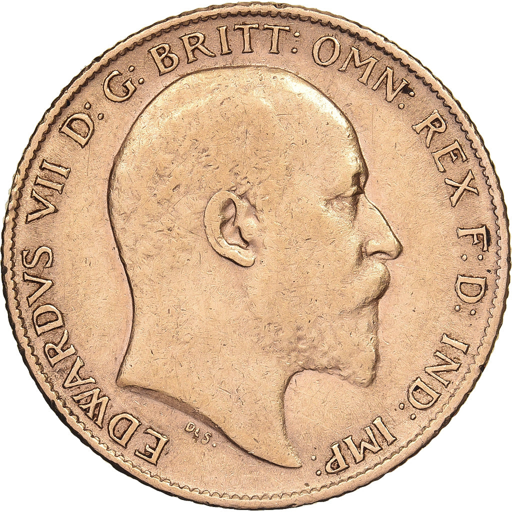Great Britain, Edward VII, 1/2 Sovereign, 1909, Gold, VF(30-35), KM:804