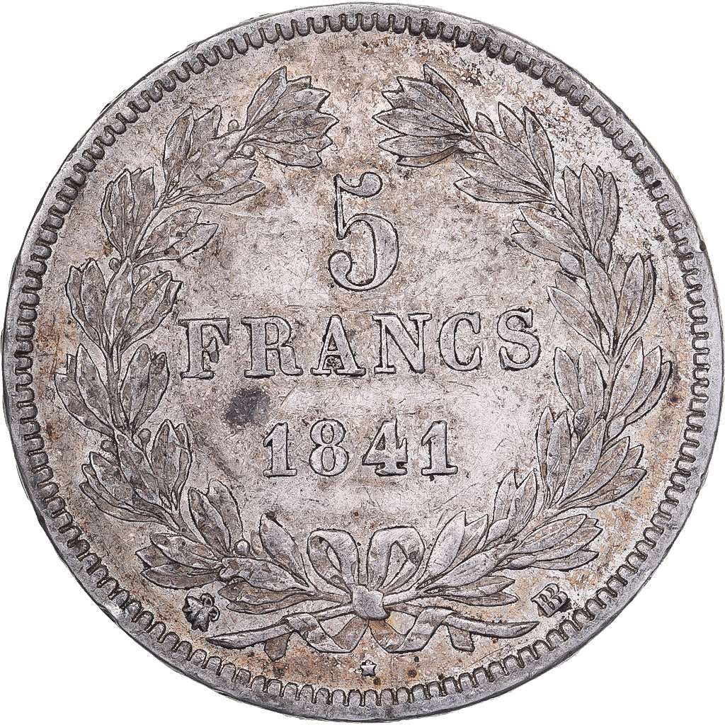 France, 5 Francs, Louis-Philippe, 1841, Strasbourg, Silver, EF(40-45)
