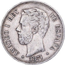 Münze, Spanien, Amadeao I, 5 Pesetas, 1871, Madrid, SS, Silber, KM:666