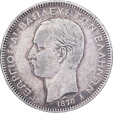Greece, George I, 5 Drachmai, 1876, Paris, Silver, VF(30-35), KM:46