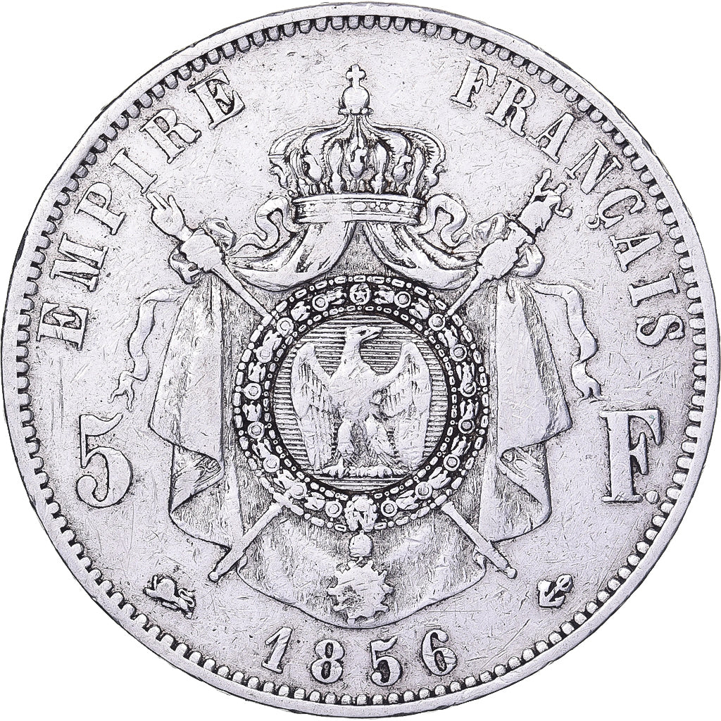 France, Napoleon III, 5 Francs, Napoléon III, 1856, Lyon, Silver, VF(20-25)