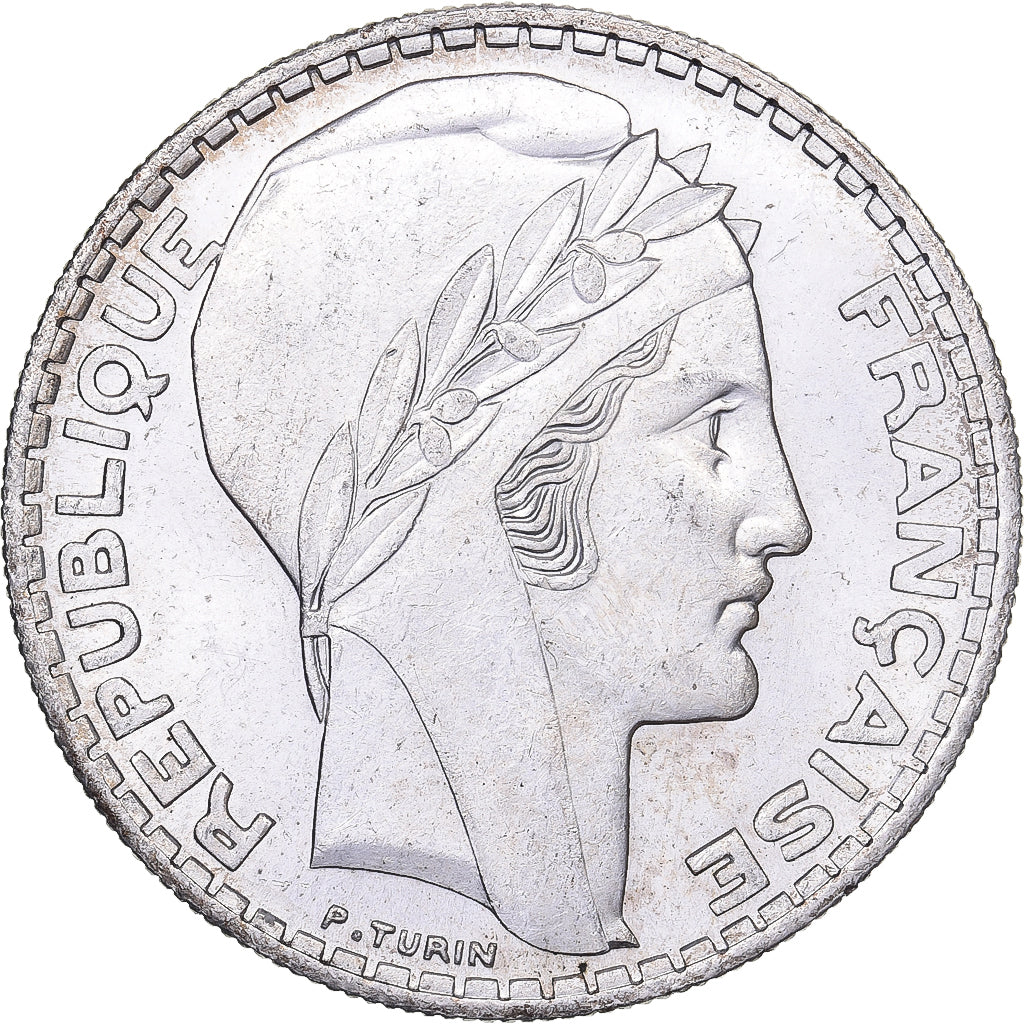 France, 20 Francs, Turin, 1934, Paris, Silver, MS(60-62), Gadoury:852, KM:879