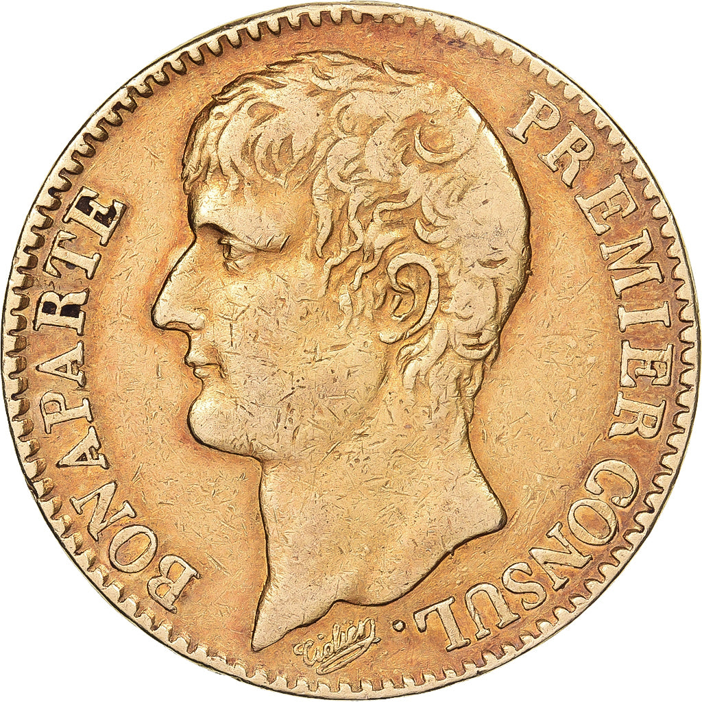 Francja, 40 Francs, Napoléon I, An 12 (1804), Paris, Złoto, AU(50-53), KM:652
