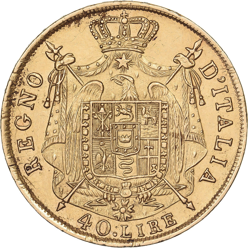 États italiens, KINGDOM OF NAPOLEON, Napoléon I, 40 Lire, 1812, Milan, Or
