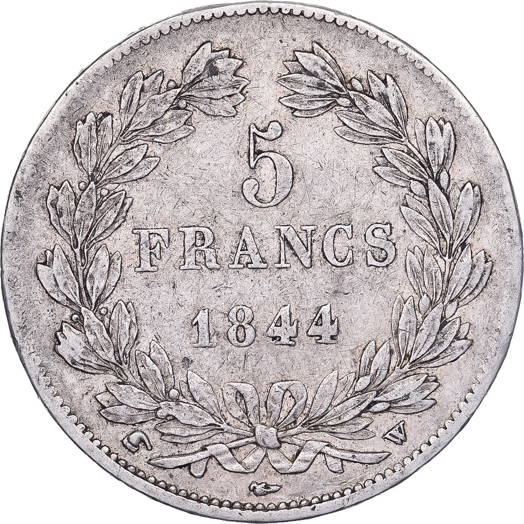 França, 5 Francs, Louis-Philippe, 1844, Lille, Prata, VF(30-35), KM:749.13