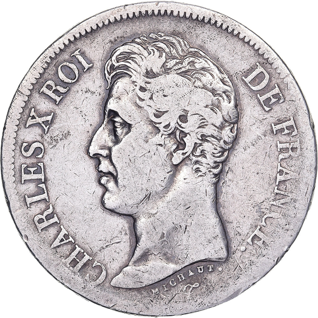 Francja, 5 Francs, Charles X, 1826, Toulouse, Srebro, VF(20-25), Gadoury:643