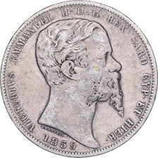 Italian States, SARDINIA, Vittorio Emanuele II, 5 Lire, 1859, Genoa, Silver