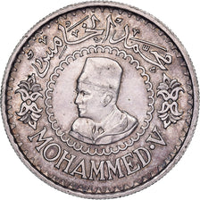 Morocco, Mohammed V, 500 Francs, 1956, Paris, Silver, AU(55-58), KM:54