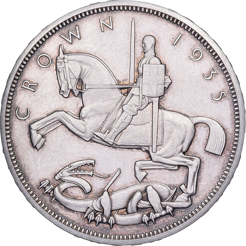 Great Britain, George V, Crown, 1935, London, Silver, AU(55-58), KM:842a
