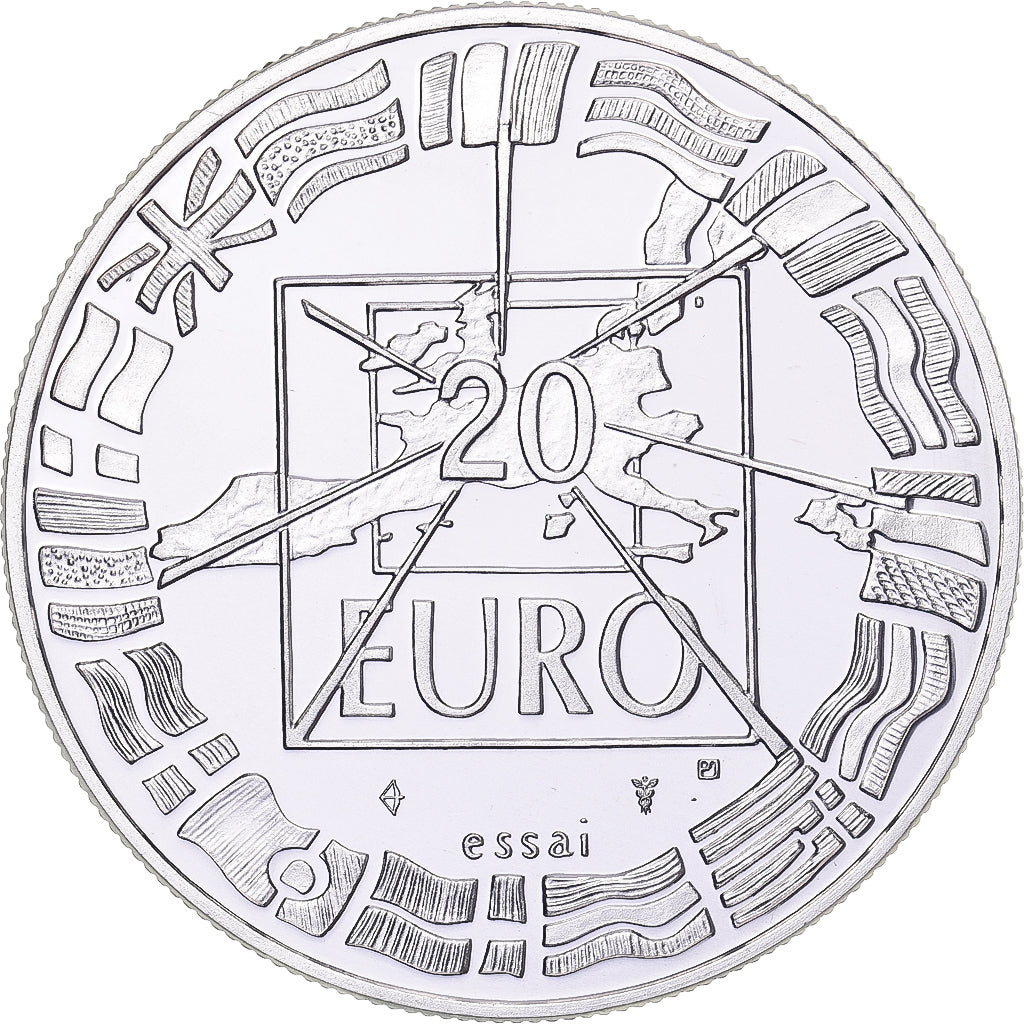 France, 20 Euro, Football 1998, 1998, MS(63), Silver