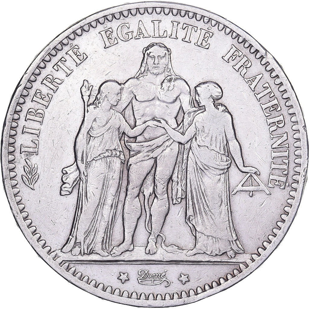 France, 5 Francs, Hercule, 1878, Bordeaux, Silver, VF(30-35), Gadoury:745a