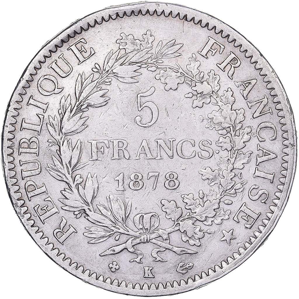 France, 5 Francs, Hercule, 1878, Bordeaux, Silver, VF(30-35), Gadoury:745a