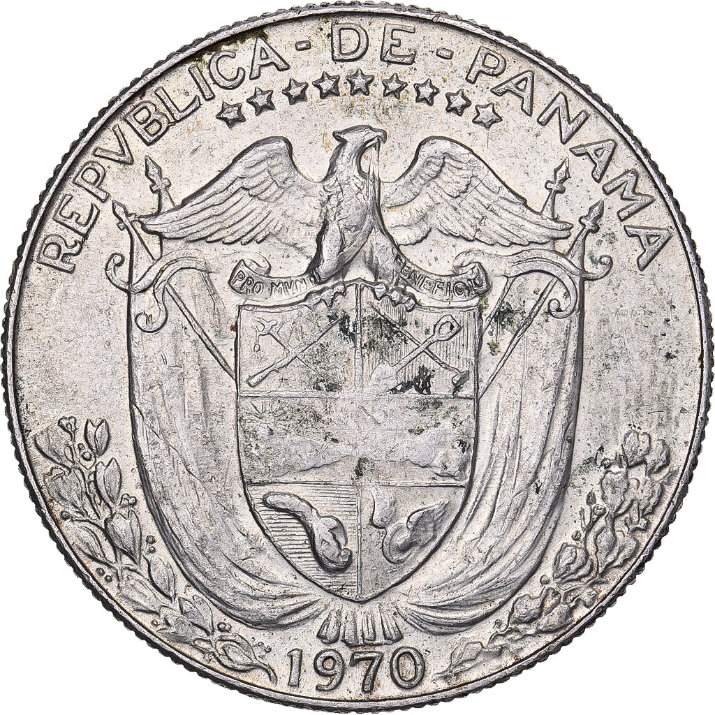 Panama, 1/2 Balboa, 1970, U.S. Mint, Silver, EF(40-45), KM:12a.1