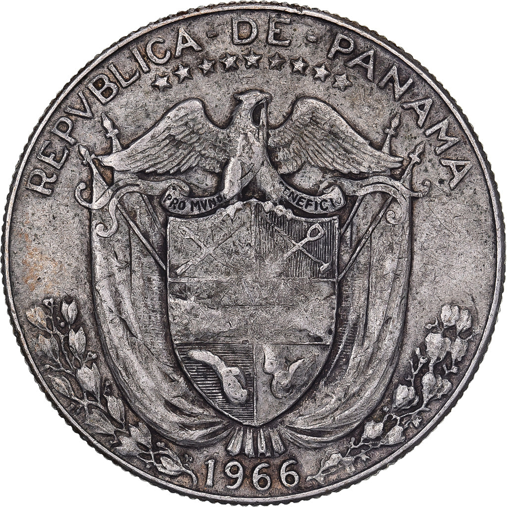 Panama, 1/2 Balboa, 1966, U.S. Mint, Silver, VF(30-35), KM:12a.1