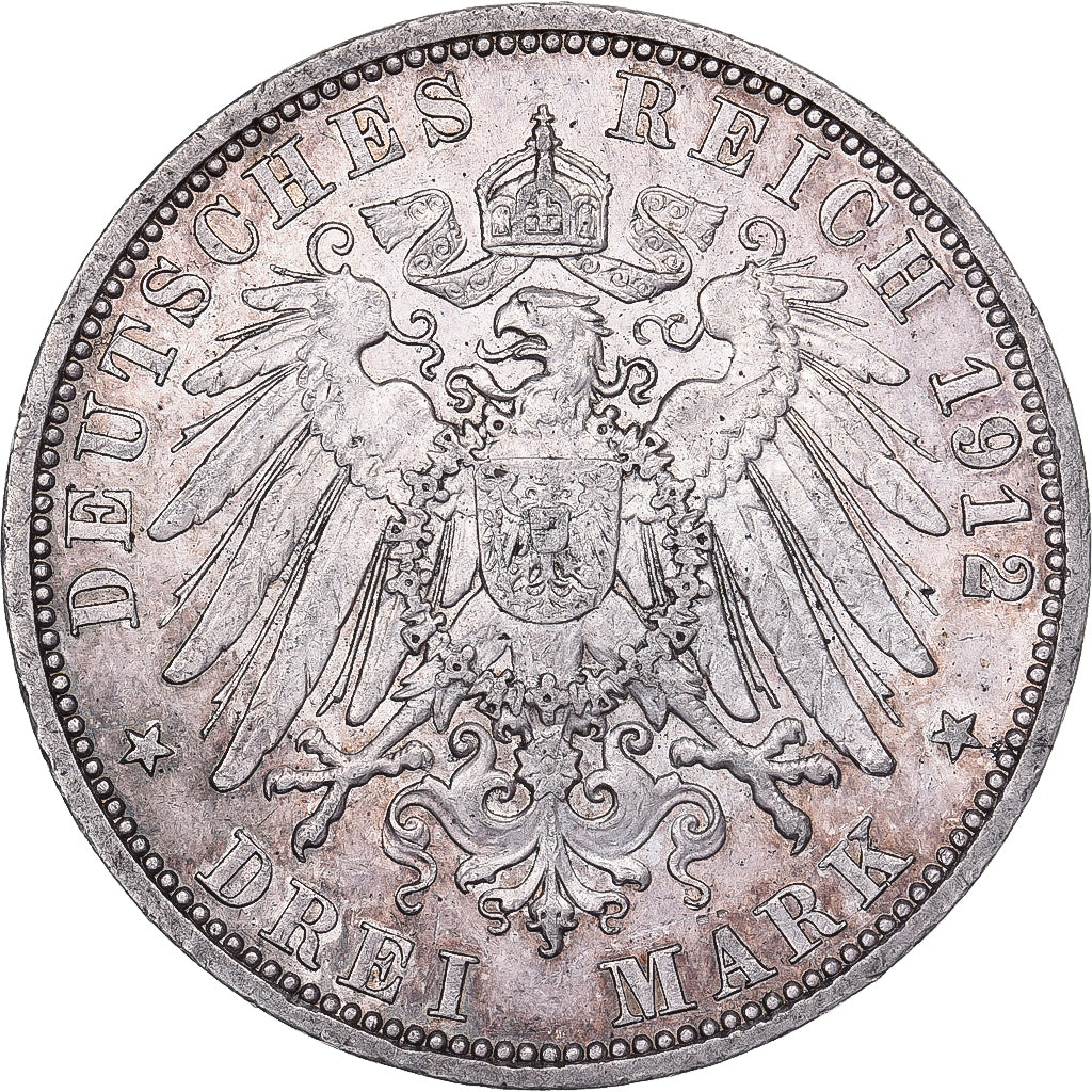 Kingdom of Prussia, Wilhelm II, 3 Mark, 1912, Berlin, Zilver, ZF, KM:527