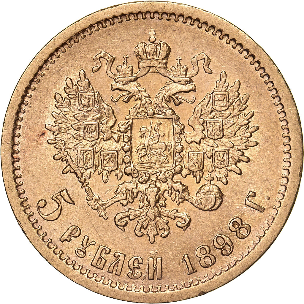 Russie, Nicholas II, 5 Roubles, 1898, St. Petersburg, Or, SUP, KM:62