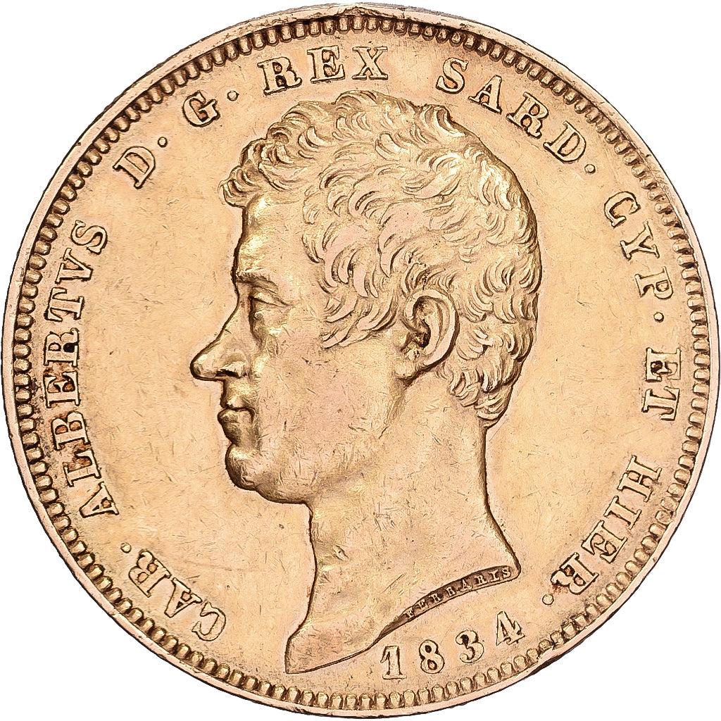 États italiens, SARDINIA, Charles-Albert, 100 Lire, 1834, Genoa, Or, TTB+