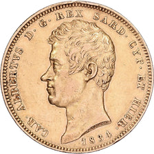 États italiens, SARDINIA, Charles-Albert, 100 Lire, 1834, Genoa, Or, TTB+