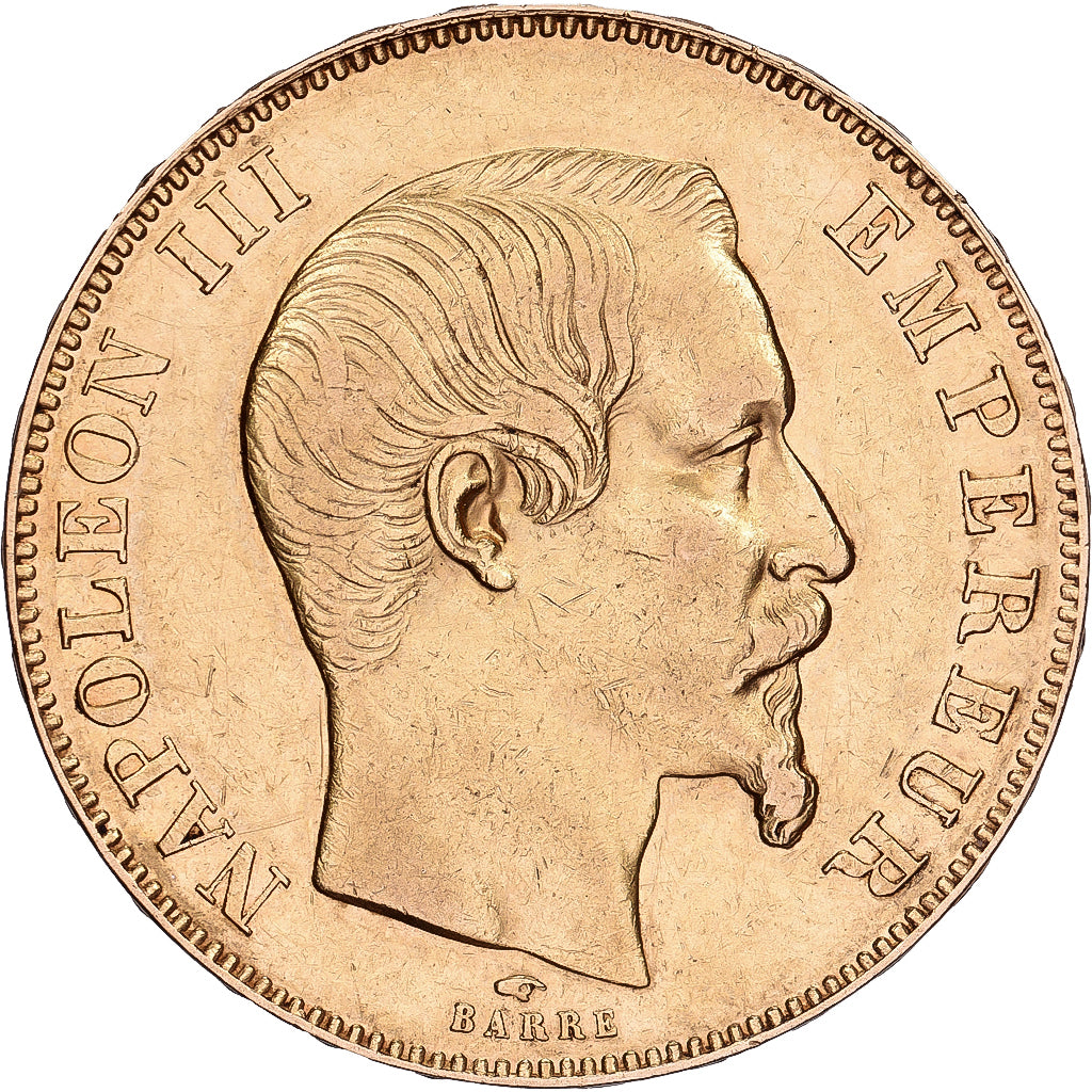 Francia, Napoleon III, 50 Francs, Napoléon III, 1857, Paris, Oro, MBC, KM:785.1