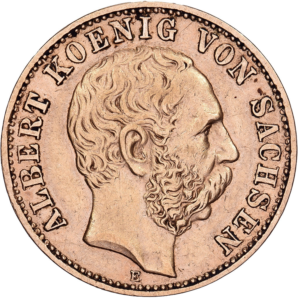 Stati tedeschi, SAXONY-ALBERTINE, Albert, 10 Mark, 1898, Muldenhütten, Oro, BB