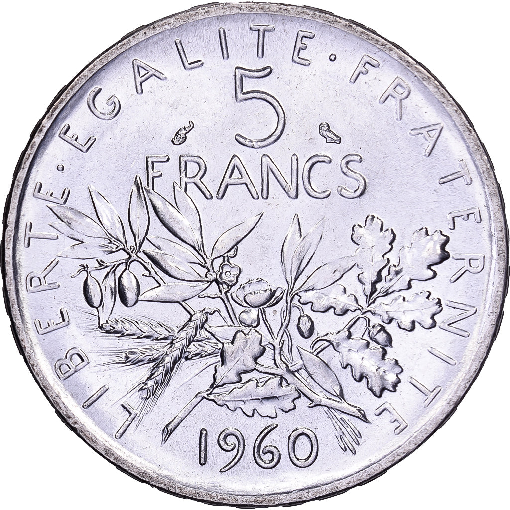 France, 5 Francs, Semeuse, 1960, Silver, MS(63), Gadoury:770, Le Franc:F.340