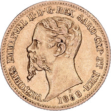 STATI ITALIANI, SARDINIA, Vittorio Emanuele II, 20 Lire, 1858, Genoa, Oro, BB
