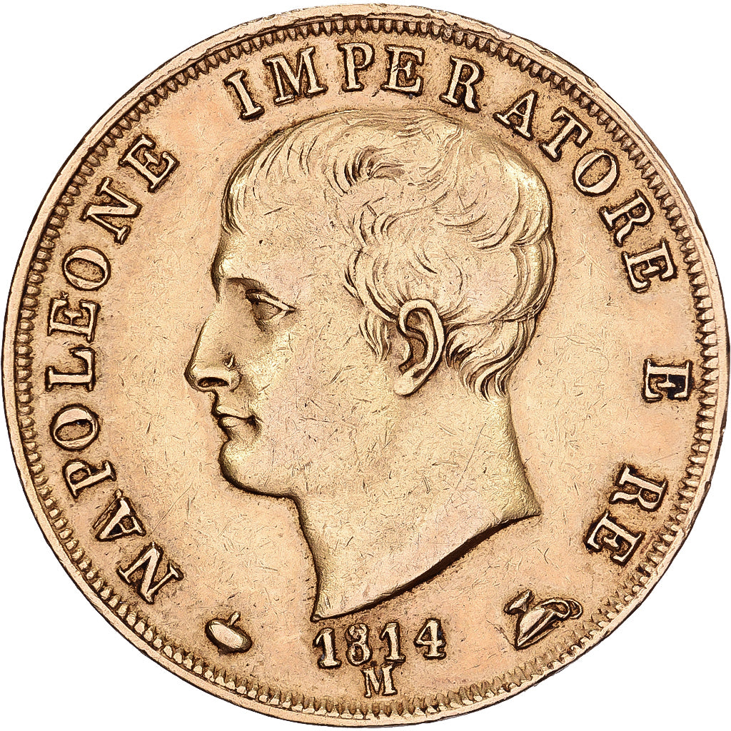 ESTADOS ITALIANOS, KINGDOM OF NAPOLEON, Napoleon I, 40 Lire, 1814, Milan