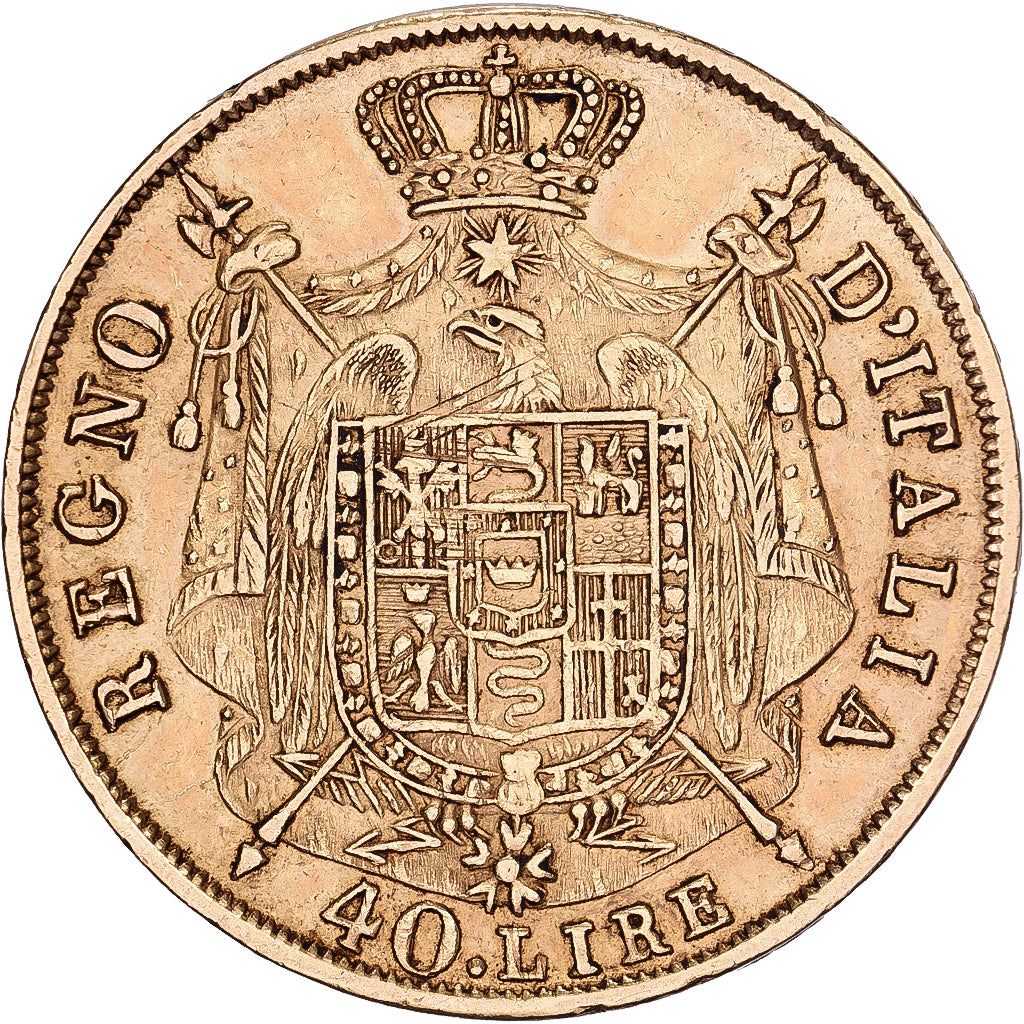 ESTADOS ITALIANOS, KINGDOM OF NAPOLEON, Napoleon I, 40 Lire, 1814, Milan