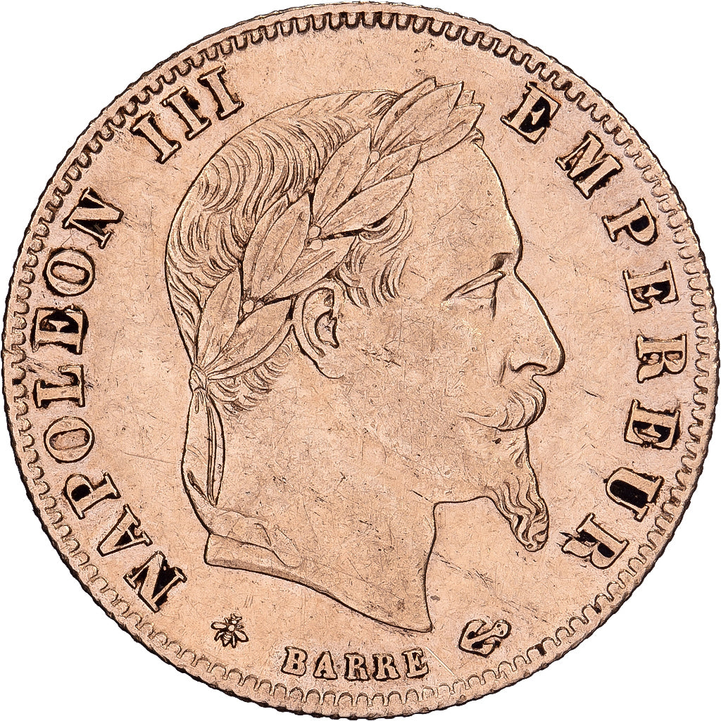 França, Napoleon III, 5 Francs, Napoléon III, 1864, Paris, Dourado, EF(40-45)