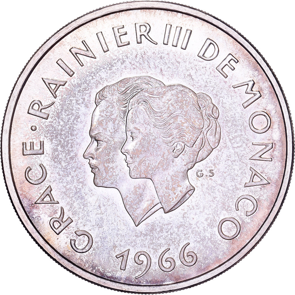 Monaco, Rainier III, 10 Francs, 1966, Silver, AU(55-58), Gadoury:MC 154, KM:M1