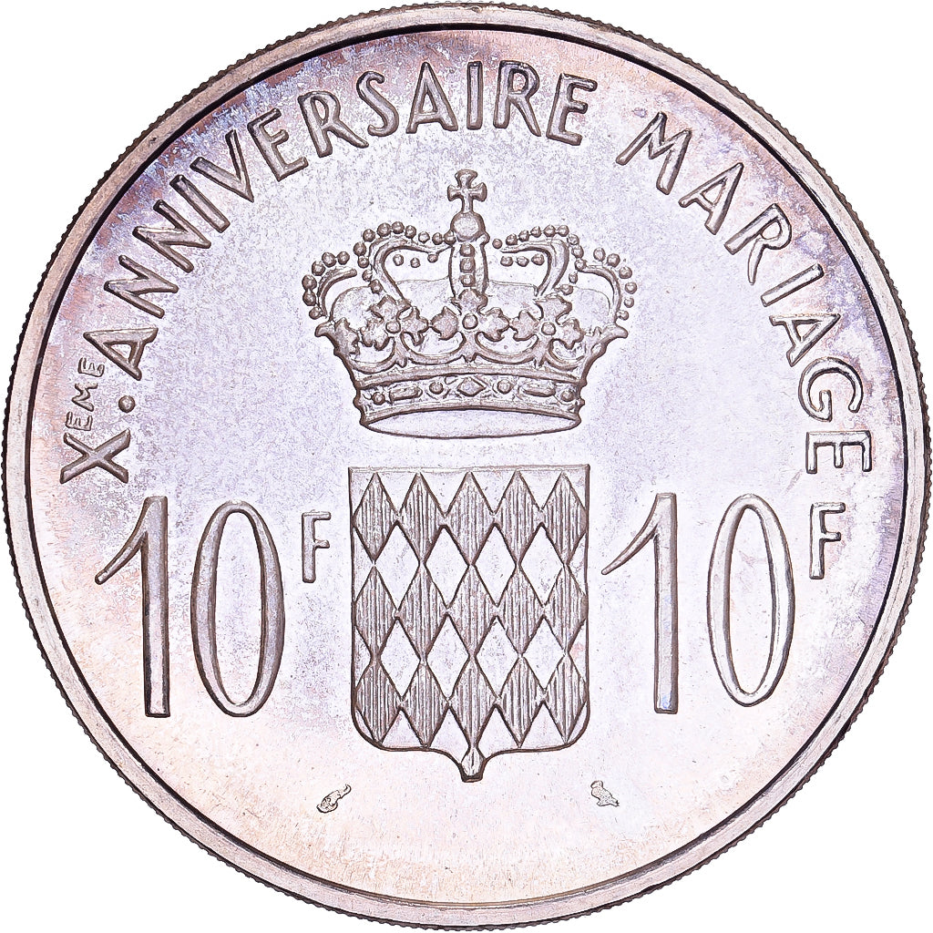Monaco, Rainier III, 10 Francs, 1966, Silver, AU(55-58), Gadoury:MC 154, KM:M1