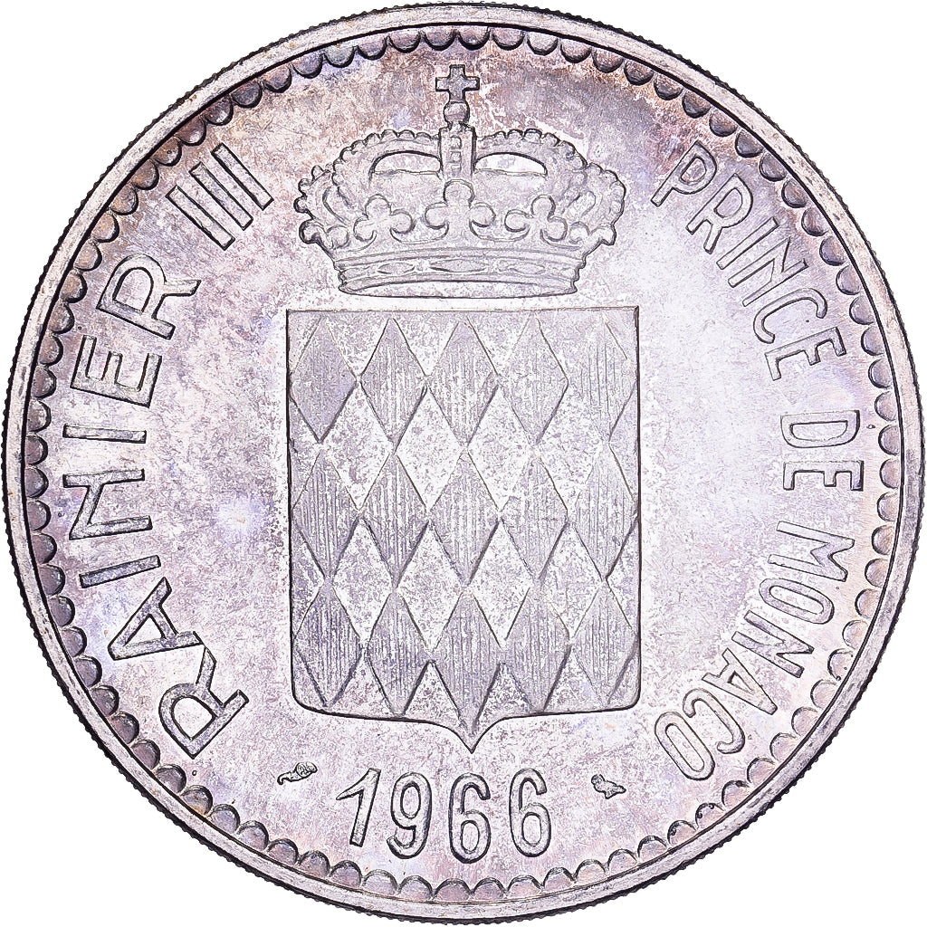 Monaco, Rainier III, 10 Francs, 1966, Argento, SPL-, Gadoury:155, KM:146