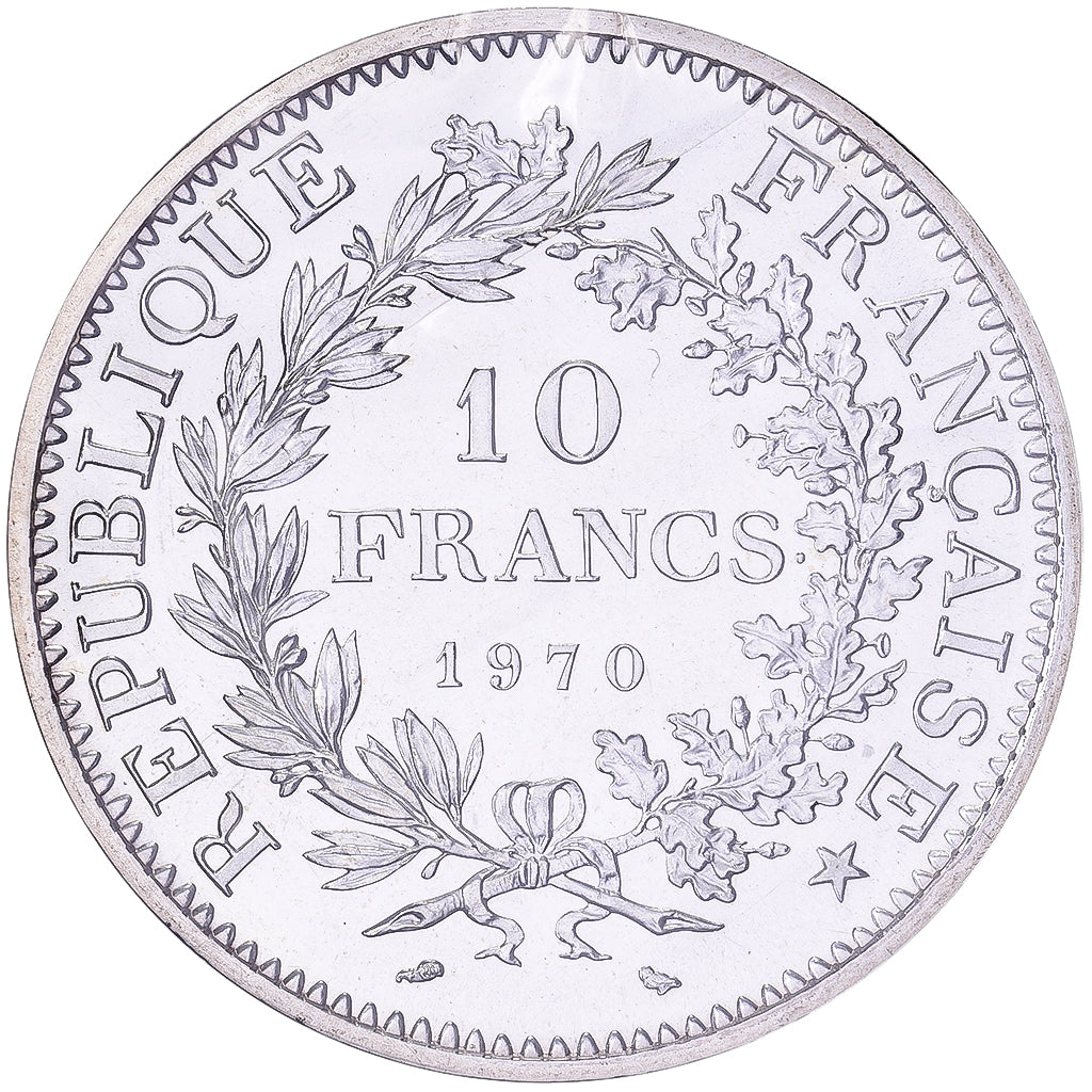 França, 10 Francs, Hercule, 1970, Paris, Prata, MS(65-70), Gadoury:813, KM:932