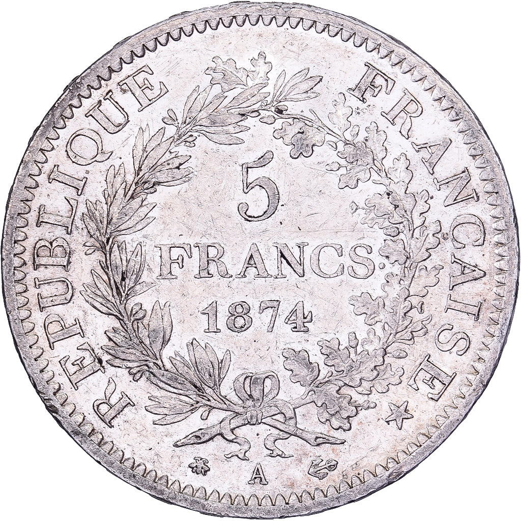 France, 5 Francs, Hercule, 1874, Paris, Argent, SUP, Gadoury:745a
