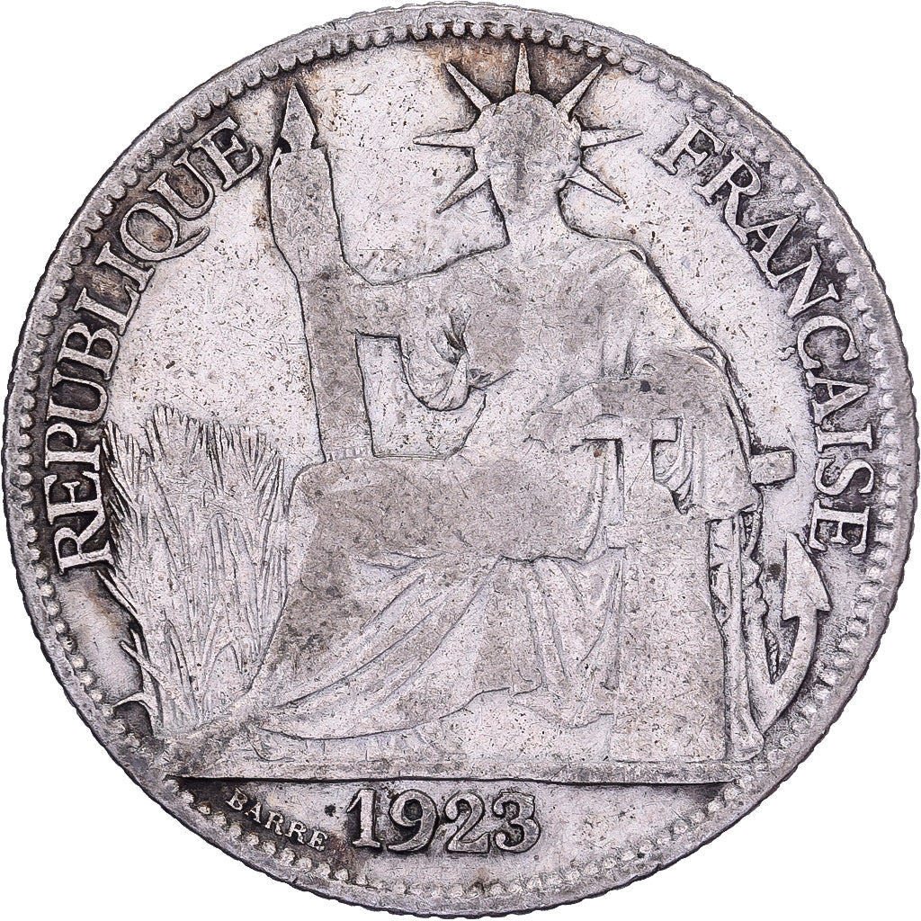 French Indochina, 20 Cents, 1923, Paris, Silver, VF(20-25), Lecompte:223