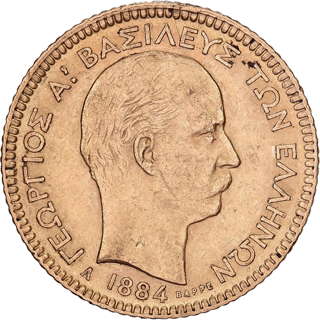 Griechenland, George I, 20 Drachmai, 1884, Paris, Gold, SS, KM:56