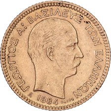 Greece, George I, 20 Drachmai, 1884, Paris, Gold, EF(40-45), KM:56