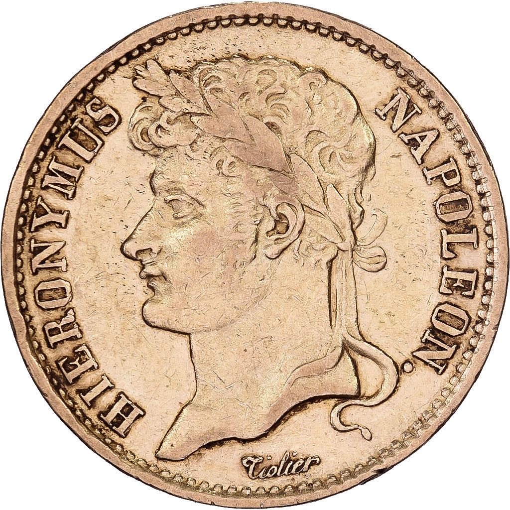 Stati tedeschi, WESTPHALIA, Jerome, 20 Franken, 1808, Kassel, Oro, BB, KM:103