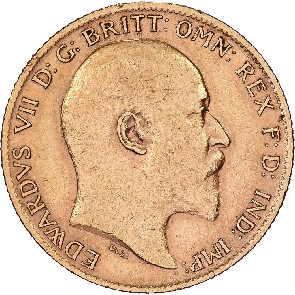 Great Britain, Edward VII, 1/2 Sovereign, 1910, Gold, EF(40-45), KM:804