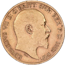 Great Britain, Edward VII, 1/2 Sovereign, 1910, Gold, EF(40-45), KM:804